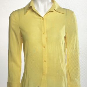 Alice + Olivia Size S/P Silk Blouse - 3/4 Sleeve, Bright Yellow with Back Ruffle